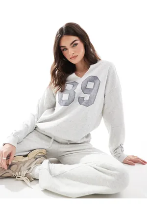 Hollister Grå sweatshirt med rund hals i college-stil - Del af sæt
