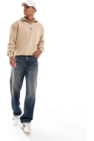 Hugo Blue Neeler - sweatshirt med lynlås i halsen-Neutral
