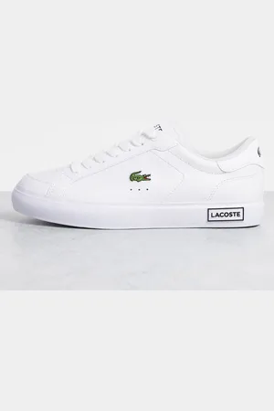 Lacoste Powercourt - Tredobbelt hvide sneakers i læder