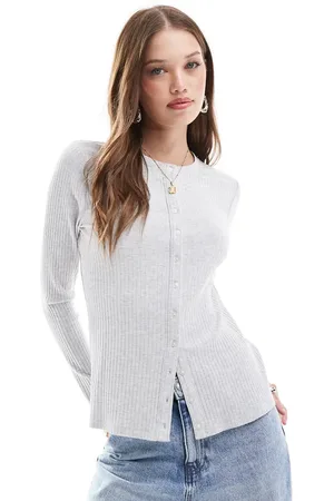 Abercrombie & Fitch Grå langærmet top med knapper