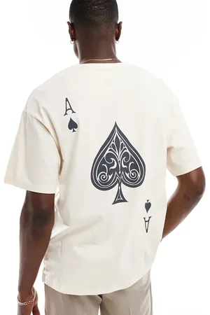 ADPT. Oversized og cremefarvet T-shirt med Es-print på ryggen-Hvid