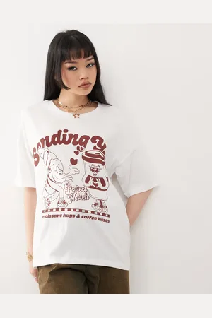 Noisy May Oversized T-shirt med kaffeprint