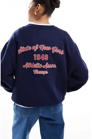 GANT Marineblå sweatshirt med logo og print på ryggen