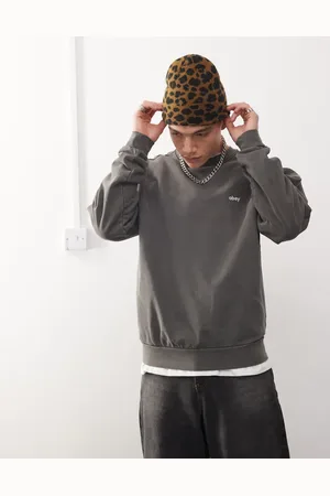Obey Grå sweatshirt med pigmenteret logo med små bogstaver