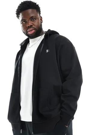 Ralph Lauren Big & Tall - sweatshirt i dobbeltstrik med kort lynlås og logoikon