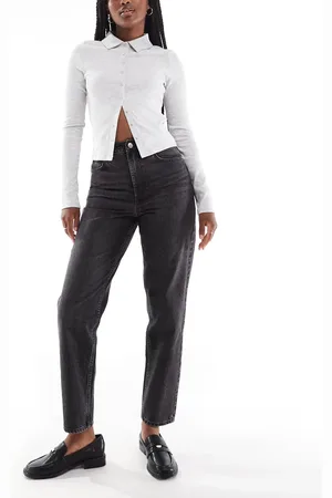 Miss Selfridge Højtaljede mom-jeans i sort vask