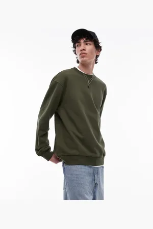 Topman Kakigrøn og klassisk sweatshirt i jersey i oversized pasform-Grå