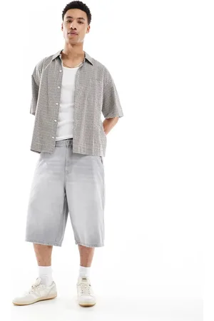 Bershka Grå skater-denimshorts