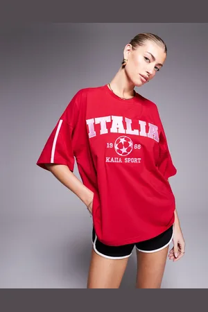 Kaiia Sport - /pink oversized T-shirt med rund hals og 