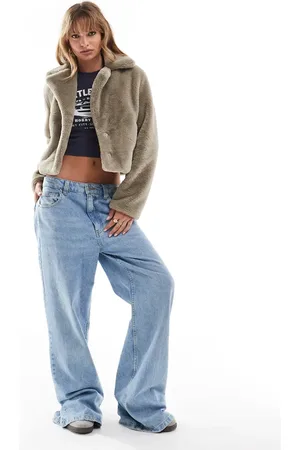 Brave Soul Cropped frakke i gråbrunt, imiteret pels-Neutral