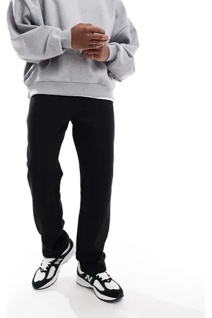 ASOS Premium - Sorte joggingbukser med lige ben i kraftigt stof på 400 gsm