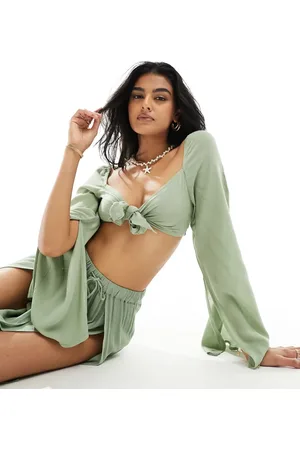 ASOS Strand-croptop med bindefront-Grøn