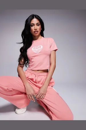 Kaiia Ferskenfarvet baby-T-shirt med kontrasterende hjertelogo - Del af sæt-Orange