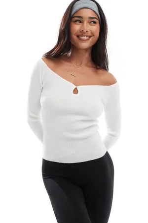 Cotton On Cotton On - Everfine - Hvid offshoulder-sweater med nøglehulsudskæring og hjerteformet hals