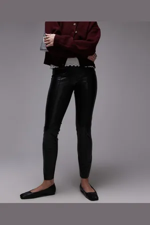 Topshop Sorte skinny-bukser i imiteret læder