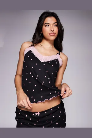 River Island Pyjamassæt med cami og bukser med hjerteprint
