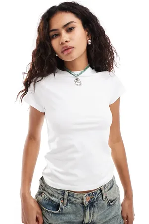 Noisy May Hvid T-shirt med afkortede ærmer i regular fit