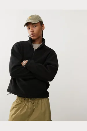 Weekday Travis - fleece-sweatshirt i imiteret lammeskind med kort lynlås