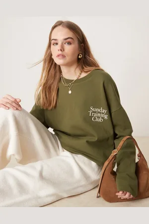 ASOS Olivengrøn oversized top med lange ærmer og 