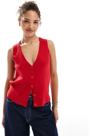 VERO MODA Rød og strikket vest