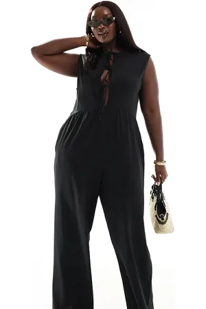ASOS ASOS DESIGN Curve - jumpsuit med vide ben og bindebånd foran