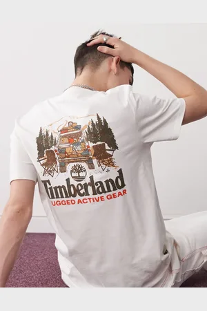 Timberland Back On The Road - Hvid T-shirt med print på ryggen