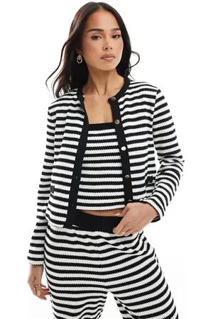 New Look Strikket cardigan med sorte striber - Del af sæt