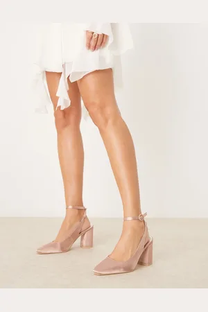 Be Mine Alt til bruden - Nora - Pudderfarvede sko med hæl og slingback-rem i satin-Lyserød