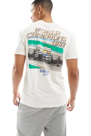 Hollister Cremefarvet T-shirt med racermotiv på ryggen-Hvid