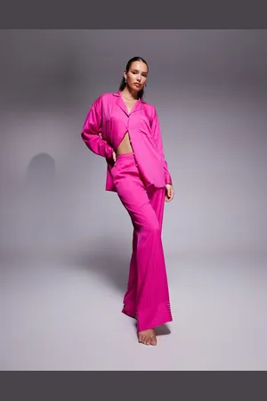 River Island Pink pyjamassæt i satin med striber
