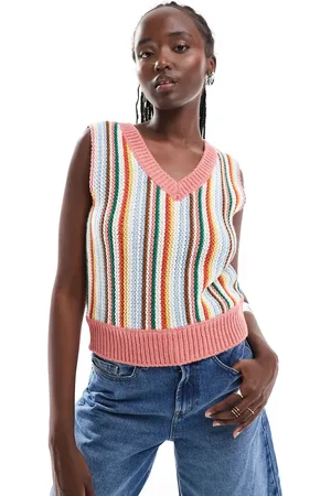 Wrangler Strikket vest med striber i orange-Multifarvet