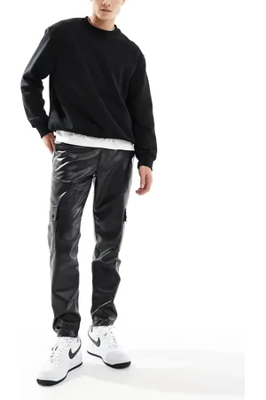 ASOS Sorte tapered tcargobukser i læderlook