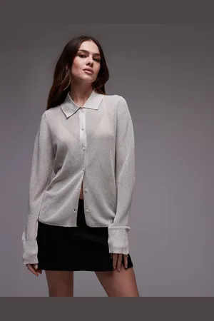 MANGO Sølvfarvet cardigan