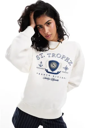 Abercrombie & Fitch Cremehvid sweatshirt med 