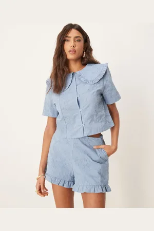 ASOS Shorts med flæsekant og blomsterbroderier-Multifarvet