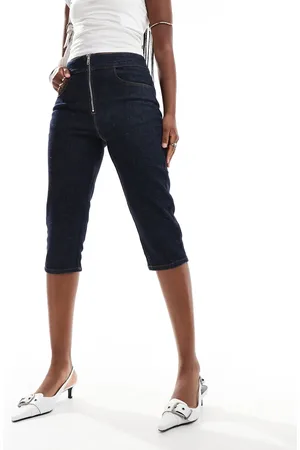 ASOS Indigoblå capri-bukser med lynlås foran i denim