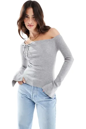 Cotton On Cotton On - Everfine - Gråmeleret pullover med lange ærmer og asymmetrisk snit i strik