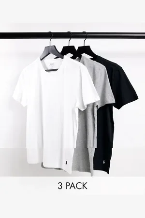 Ralph Lauren Pakke med 3 par T-shirts med ponylogo i sort, grå og hvid
