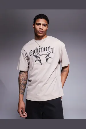ADPT. Cremehvid oversized T-shirt med fugleprint på brystet