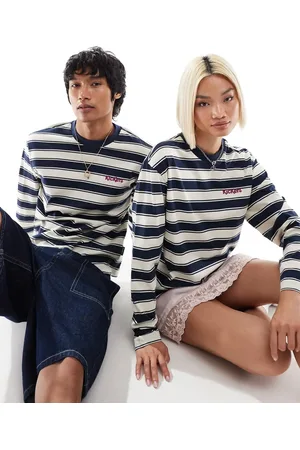 Kickers Unisex - Stribet sweatshirt med rund hals og broderet logo på brystet-Multifarvet