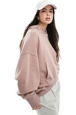 ASOS Oversized hættetrøje i støvet rosa med længere kant bagpå-Lyserød