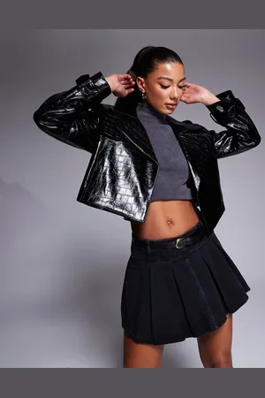 River Island Cropped trenchcoat i imiteret læder
