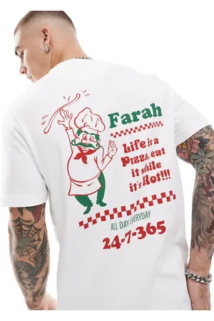 Farah Powis - T-shirt med pizzariaprint på brystet og ryggen