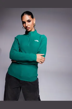 The North Face Glacier - Grøn fleece med kvart lynlås og logo