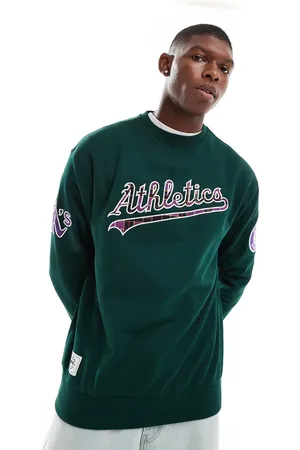 New Era Oakland Athletics - Mørkegrøn sweatshirt med skotskternet logo