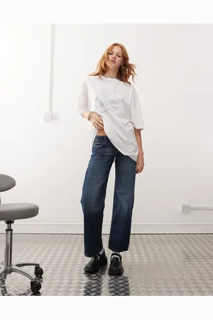 Cheap Monday Anti - Vasket stjerneblå jeans med lige ben i stiv denim