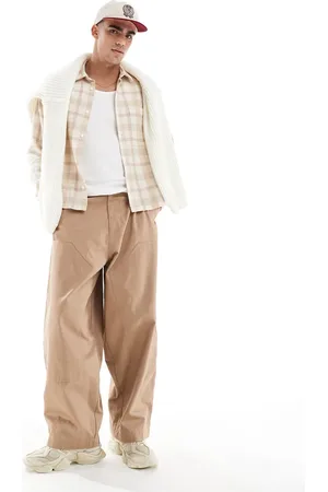 ASOS Kanvasbukser med knæpaneler i oversized og baggy pasform-Neutral