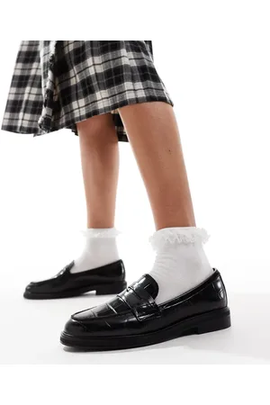 Aldo Lededanten - Sorte loafers i læder med krokodillelook