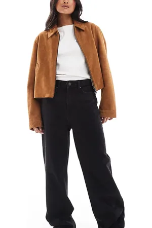 Bershka Petite - Sorte mom-jeans med vide ben