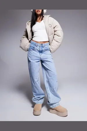 ASOS Weekend Collective - Baggy jeans i lyseblå vask med tøndeformede ben